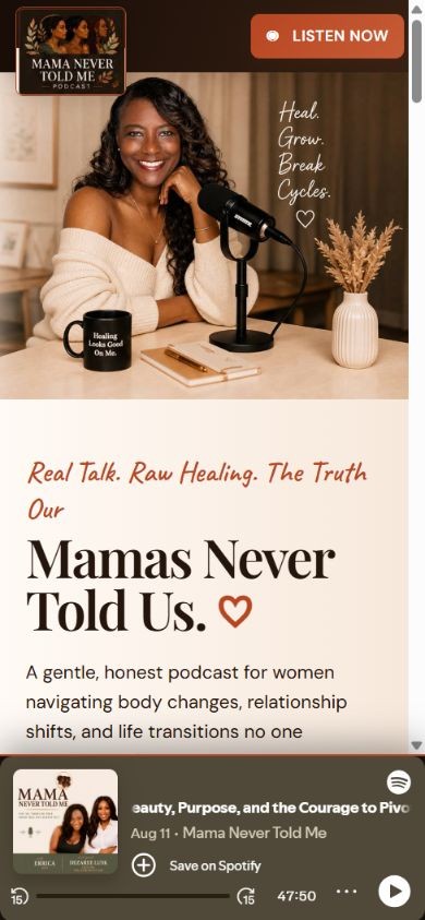 Mama Never Told Me mobile homepage