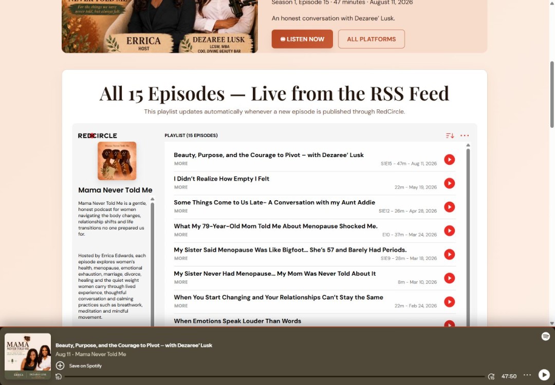 Mama Never Told Me live RSS episode catalog